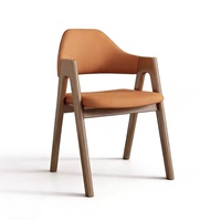 Sillón Moderno de Madera Maciza con Tapicería de Cuero - Silla de Comedor Multiusos para el Hogar y Uso Comercial