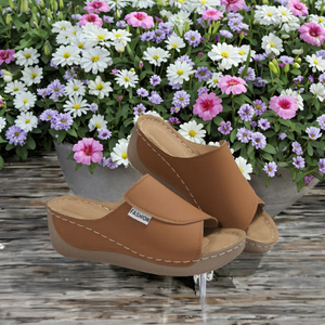 Sandales <span class=keywords><strong>Compensées</strong></span> Respirantes en Cuir Verni Léger à Bout Ouvert pour Femme, Idéales Printemps Été Plage et Activités de Plein Air - Product Image 3
