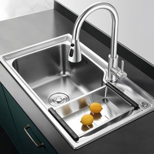 Évier de cuisine simple ou double en acier inoxydable 304 épaissi pour la vaisselle domestique - Product Image 1