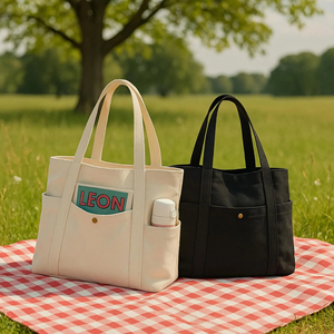 Bolsa de Lona Grande con Asas Largas para el Trabajo, la Escuela, Viajeros y Estudiantes, con Múltiples Bolsillos - Product Image 1
