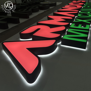 Letrero Luminoso Personalizado con Letras en Canal Retroiluminadas en Rojo y Verde con Gráfico de <span class=keywords><strong>Cactus</strong></span> Mexicano para Restaurante Mexicano - Product Image 4