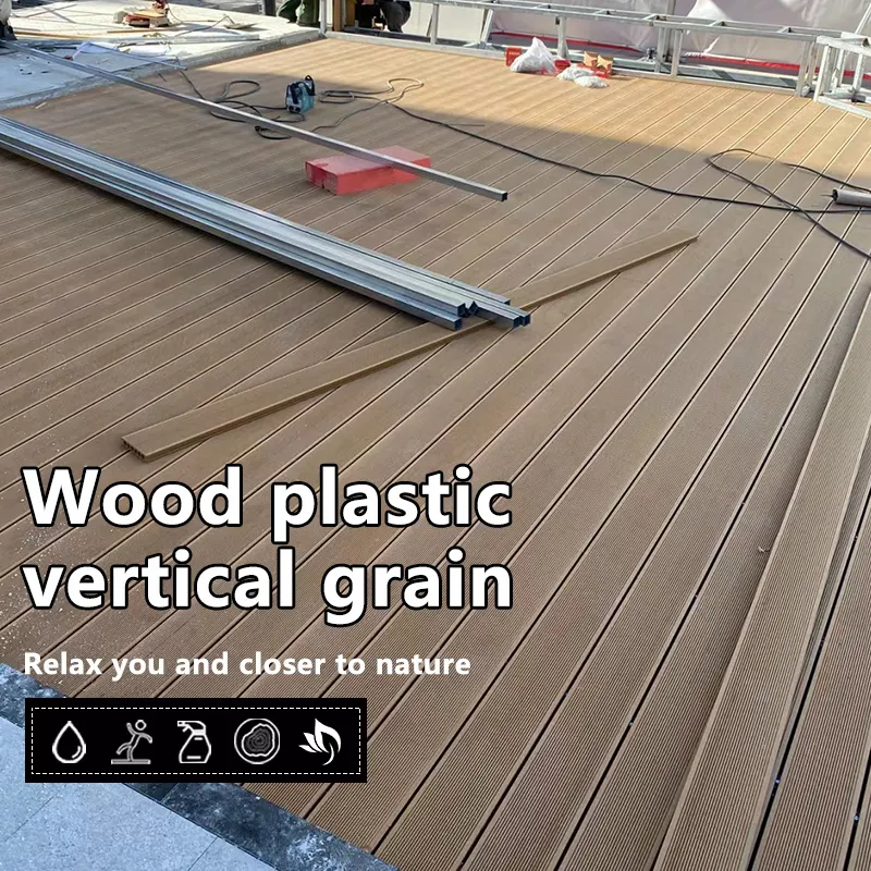 Fábrica resistente a los rayos UV 140*25mm impermeable agujero redondo hueco diagonal grano WPC piscina cubierta piso para terraza balcón