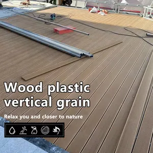 Fábrica resistente a los rayos UV 140*25mm impermeable agujero redondo hueco diagonal grano WPC piscina cubierta piso para terraza balcón