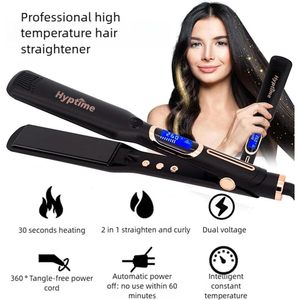 เครื่องหนีบผมไทเทเนียมเซรามิก Hyptime ขนาด 2 นิ้ว พร้อมหน้าจอ LCD ควบคุมอุณหภูมิ 150-230 องศาเซลเซียส ร้อนเร็ว รองรับแรงดันไฟฟ้าสองระบบ ป้องกันความร้อนเกิน - Product Image 6