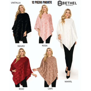 BETHEL Poncho in peluche con stampa a foglia dal Messico - Product Image 1