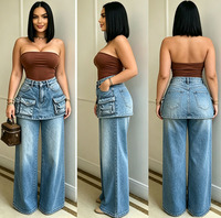 Jean large asymétrique décontracté en denim pour femme, nouvelle tendance, haute qualité, vente chaude
