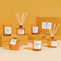 Coffret Cadeau Luxe d'Aromathérapie Personnalisé Étiquette Privée Bougie Parfumée Diffuseur à Bâtonnets Désodorisants Jaunes