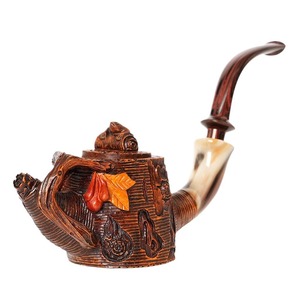 Muxiang Wooden Tobacco Pipe Hand Carved Solid Briar Wood Freestyle Design Men's Smoking Pipe - Product Image 5