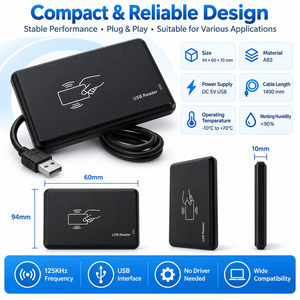 Lecteur de cartes intelligentes RFID USB 125KHZ, lecteur sans contact Plug and Play pour le contrôle des présences et des accès au parking - Product Image 6