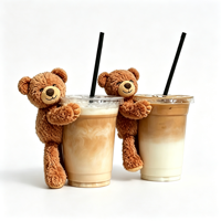 Mini ours en peluche personnalisé à faible MOQ avec fixation Velcro pour tasse à café