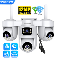 Caméra de sécurité WiFi 12MP à 4 objectifs et écran quadruple Vstarcam O-KAM Pro avec suivi humain IA, caméra PTZ CCTV extérieure, vente en gros d'usine CS623FR