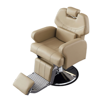 Fauteuil de salon de coiffure haut de gamme en cuir véritable pour célébrités d'Internet, idéal pour la coiffure et le rasage
