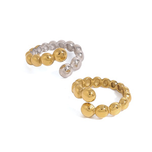 Yueli Ball Shape <b>Open</b> <b>Ring</b> Gold Silver Unisex Fashion Jewelry Gift - Product Image 5