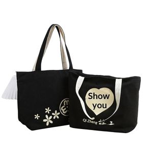 Bolsa de Tela de Algodón Personalizada con Estampado de Letras, Logotipo Serigrafiado, Reutilizable, con Cierre de Cremallera, Portátil, para Regalos y Promociones - Product Image 1