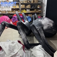 Vente en gros d'araignées gonflables noires réalistes personnalisées, grande décoration d'araignée gonflable pour la décoration de toits de bâtiments