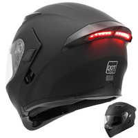 Casque de moto modulaire DOT léger en ABS à coque rabattable avec feu arrière LED