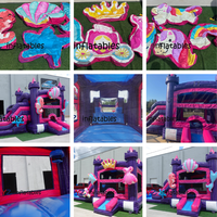 Château gonflable licorne commercial en PVC avec toboggan et aire de saut