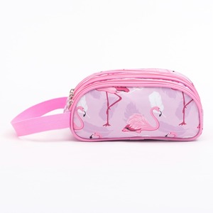 Pencil Bag - Multi Compartments <b>Pink</b> Flamingo Pencil Case 3 Zippers Pencil Pouch Bag - Product Image 6