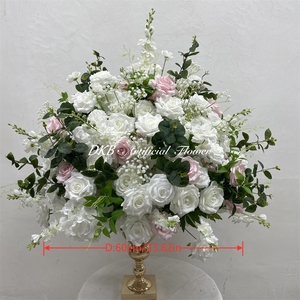 Artificial Silk Event Floral Arrangement Hydrangea White <b>Flower</b> Ball Wedding Party Decoration Table Centerpieces - Product Image 2