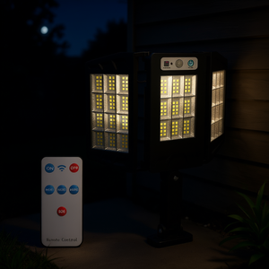 Lampe murale solaire 264LED IP45, éclairage extérieur étanche avec télécommande pour garages et jardins - Product Image 2