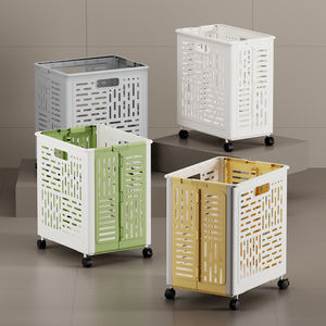 Xingsheng Medium Foldable <strong>Plastic</strong> <strong>Laundry</strong> <strong>Basket</strong> <strong>with</strong> <strong>Wheels</strong> Collapsible Dirty Clothes Hamper Toy Storage Organizer for Home Use - Product Image 1