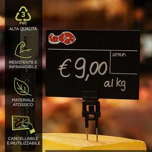 Kit d'étiquettes de prix en PVC avec supports et marqueurs pour comptoir de boucher, 25 étiquettes noires, utilisation en charcuterie - Product Image 5