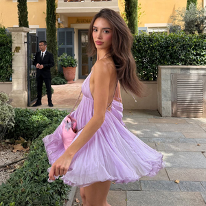 Vestido Mini Sexy con Tirantes Finos y Escote Profundo en V para Mujer, Vestido Fluido para Vacaciones de Verano - Product Image 5