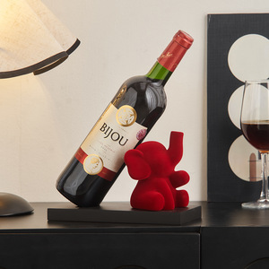 Porte-bouteilles éléphant en résine rouge, ornement décoratif de luxe pour salon, bureau, salle à manger, décoration de maison neuve - Product Image 4
