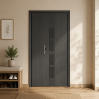Porte d'entrée double asymétrique en métal polyvalente avec œil-miroir intégré pour propriétés de luxe