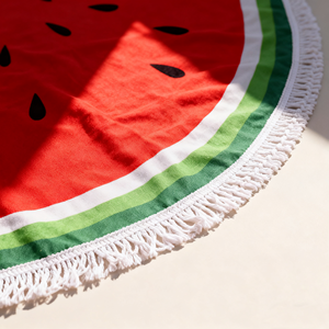 <span class=keywords><strong>Serviette</strong></span> de plage et tapis de plage en microfibre imprimé pastèque rond épais surdimensionné 59*59 pouces couverture sans sable à séchage rapide - Product Image 2