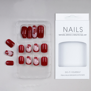 Nouveau lot de 24 faux ongles courts en ABS de style français, à presser, vente en gros, pour salon de manucure - Product Image 2