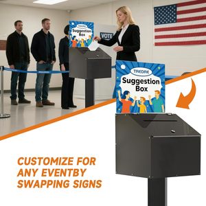 Bespoke กล่องอะคริลิกตั้งพื้นขนาดใหญ่กล่องใส่คำแนะนำที่ล็อคได้พร้อมที่แขวนป้ายล้อสำหรับการลงคะแนนการกุศล - Product Image 3