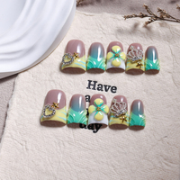 321-325 Couleurs éblouissantes Ongles pressés faits à la main en forme de canard 10 pièces Faux ongles pour les doigts Styles de design uniques