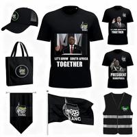 Fournisseur professionnel de marchandises électorales ANC en Afrique du Sud, bannière, drapeau, chapeau, t-shirt, articles de campagne personnalisés imprimés