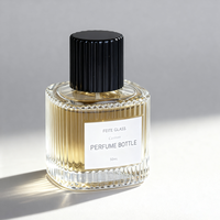 Bouteille de parfum en verre transparent de 50ml 100ml Vaporisateur de parfum carré à rayures verticales Boîte LOGO personnalisable