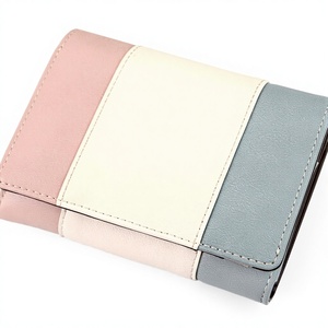 Cartera Bifold de PU a Rayas Clelia para Mujer, Gran Capacidad, Serie Trifold Riberte [CL-17075] (Blanco Lechoso) - Product Image 3