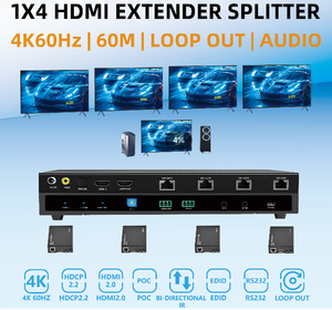 GC อุปกรณ์ขยายและแยกสัญญาณ <span class=keywords><strong>HDMI</strong></span> 1x4 ผ่านสาย LAN Cat5e/6 พร้อมฟังก์ชั่นแยกเสียง รองรับ 1080P/3D - Product Image 2