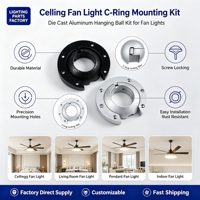Kit Pemasangan Lampu Kipas Angin GuangHua C Ring Mounting Hanging Base, Braket Plastik Paduan Seng untuk Perbaikan dan Pemasangan Lampu Kipas Angin