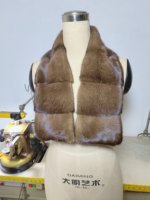 Écharpe en vraie fourrure de vison écologique pour femme adulte, marron, à panneaux horizontaux, châle d'hiver, vente en gros