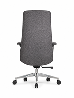 Chaise de bureau de direction moderne de luxe à dossier extra haut en tissu avec accoudoirs chromés, base en aluminium, chaise pivotante réglable