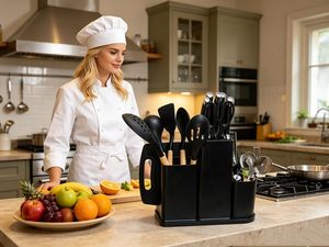 Ensemble d'ustensiles de cuisine écologiques en silicone de qualité alimentaire avec poignées en bois, 19 pièces, durables - Product Image 2