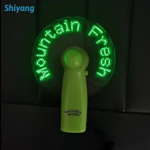 Regalo de enfriamiento de aire LED verde mensaje personalizado batería Mini ventiladores LED