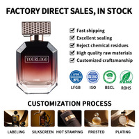 Flacons de parfum en verre transparent brun octogonaux uniques et personnalisés, 100 ml, flacon de parfum de luxe avec boîte