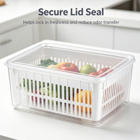 Boîte de conservation rectangulaire pour cuisine, bac de drainage, récipient alimentaire en plastique avec couvercle pour réfrigérateur, pour la conservation des fruits, légumes et viandes