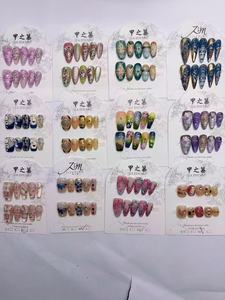 JIAZHIMU - Juego de 10 <span class=keywords><strong>Uñas</strong></span> Postizas Acrílicas Removibles, Diseño Francés con Flores 3D, Almendradas, Mariposa, Stiletto <span class=keywords><strong>Largas</strong></span>, <span class=keywords><strong>Uñas</strong></span> a Presión - Product Image 4