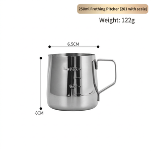Jarra de acero inoxidable DF826 para arte latte, 600ml, 8cm x 11cm, para preparar café, jarra para leche, venta al por mayor, MOQ - Product Image 5