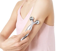 Rouleau de massage facial 3D en forme de Y, outil de sculpture du visage à double boule en acier inoxydable pour le lifting de la mâchoire et des joues, réutilisable