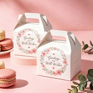 Scatola di Carta con Manico per Confezionamento Dolci e Cupcake, Elegante <span class=keywords><strong>Rosa</strong></span> con Logo Personalizzato, Vendita all'Ingrosso - Product Image 2