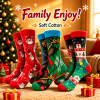 Chaussettes de Noël en coton jacquard 200N en gros, motifs Père Noël, bonhomme de neige, sapin, chaussettes fantaisie pour adultes, cadeau de Noël