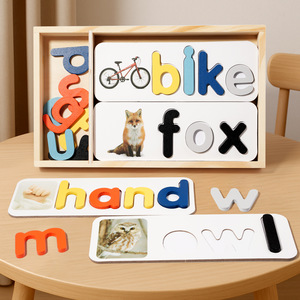 Gioco di Ortografia in Legno per Bambini (4-6 Anni) Alfabeto Inglese Educazione Precoce Puzzle Cognitivo Giocattolo Educativo - Product Image 1